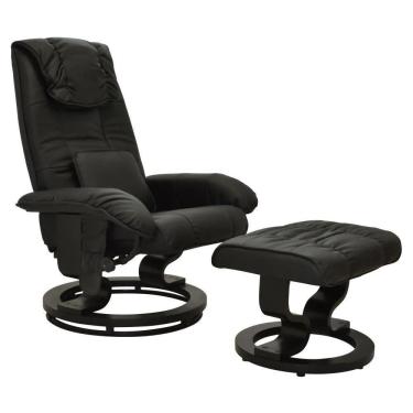 Imagem de Poltrona Do Papai Massageadora Elétrica Com Puff Louis R02 Sintético Preto - Mpozenato