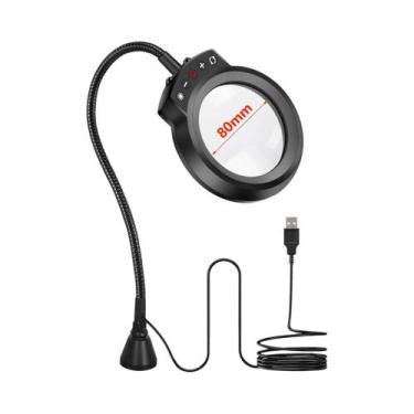 Imagem de Lupa LED Com 5X De Ampliação, Braço Flexível, Base Magnética Regulável