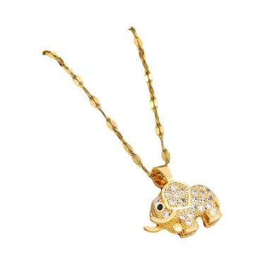 Imagem de Colar Com Pingente De Elefante Em Cobre Dourado Para Mulheres E Homens