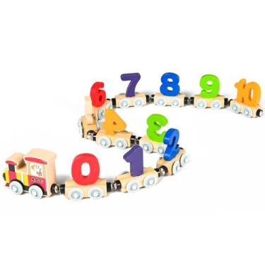 Imagem de Puzzle educacional de madeira Magnetic Number Train Toy - Taiyuanketan