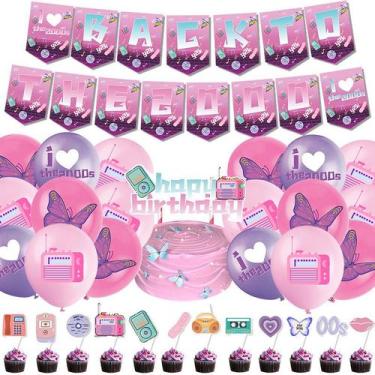 Imagem de Conjunto de festa com tema Y2K, balão e banner de aniversário, 15 unid