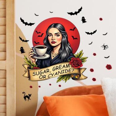 Imagem de Adesivo de parede Vampire Lady com tema de Halloween autoadesivo em PV