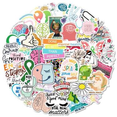Imagem de Pacote de adesivos Mental Health, 100 unidades, citação inspiradora - 