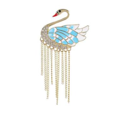 Imagem de Broche Elegant Swan Blue Enamel Wings Strass - Yiweisai