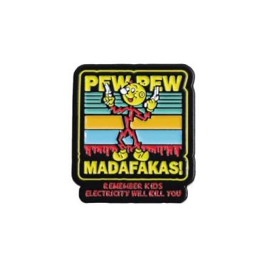 Imagem de Broche colorido de desenho animado retrô, personagem engraçado com arc