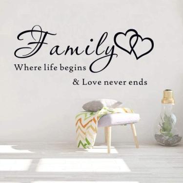 Imagem de Adesivos de parede Family Love Heart PVC Inspirational Quote - yiweisa