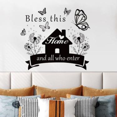 Imagem de Adesivos de parede Bless This Home Decalques removíveis de PVC 48x43cm