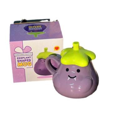 Imagem de Caneca de cerâmica em forma de berinjela 350 ml - design fofo e divert