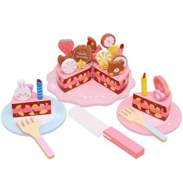 Imagem de Bolo de festa de aniversário Wooden Play Food Toys para cria - Gloome 