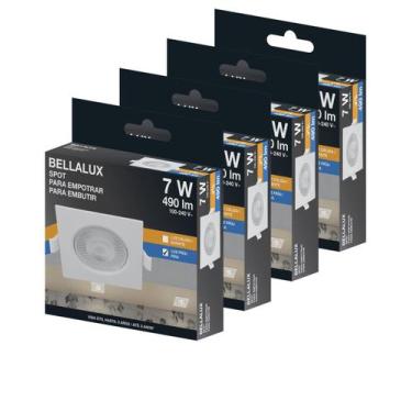 Imagem de 4 Spot Led 7w Biv Quadrado 6500k 127/220v - BELLALUX