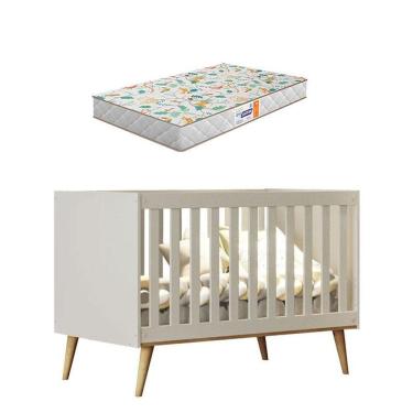 Imagem de Berço Americano Ludmila Off White Bétula Com Colchão Gazin - Carolina Baby