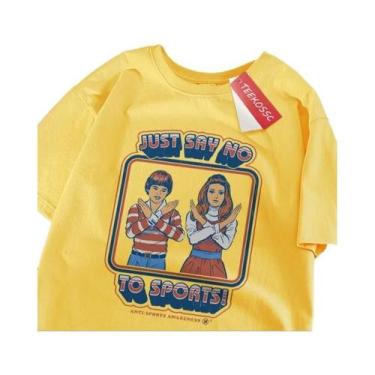 Imagem de Camiseta Masculina De Verão Oversized Em Algodão Com Decote Redondo, E