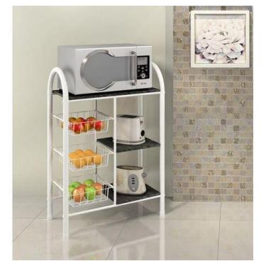 Imagem de Fruteira De Chão Aramada Multiuso Organizadora Cozinha Balcão Em Aço S