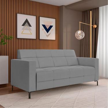 Imagem de Sofá Living Decorativo Houston 2 Lugares 200cm Pés em Metal Veludo Cinza G33 - Gran Belo