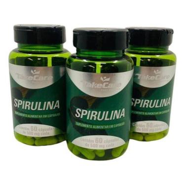 Imagem de Kit 3 Spirulina Termogenico 500mg Take Care 60 Capsulas - Take Care Bo