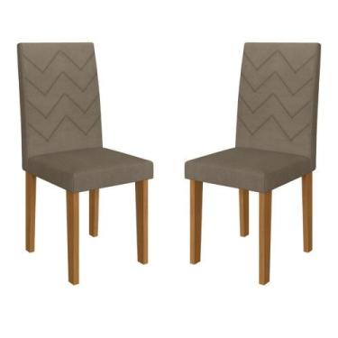 Imagem de Kit 2 Cadeiras De Jantar Estofadas 43,5cm Multimóveis CR50215 Cacau - 