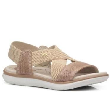 Imagem de Sandalia Confortavel Feminina Couro Pegada Elastico 232831-Feminino