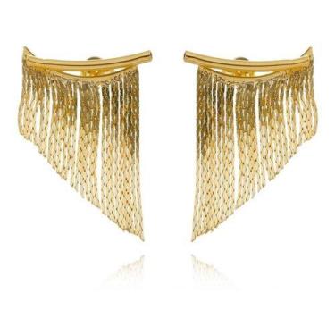 Imagem de Brinco Ear Cuff De Franja Pequeno Meggie Banhado em Ouro 18k - Relikie