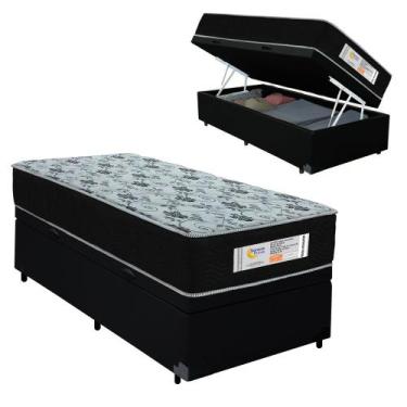Imagem de Cama Box Baú Solteiro Sintético + Colchão Molas Ensacadas SerenePrime 