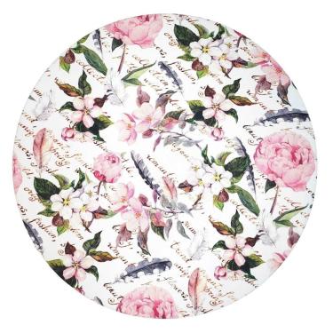 Imagem de Kit 4 Capas para Sousplat Flores Poesia Reutilizáveis em Poliéster com Elástico para Mesa Rosa Maison Charlo