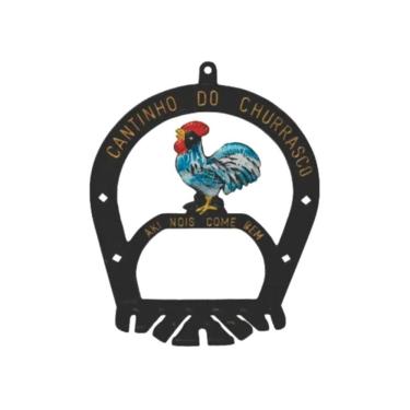 Imagem de Suporte Porta Espetos Modelo Galo para Organização em Alumínio Fundido Resistente para Churrasqueira Ouro Minas