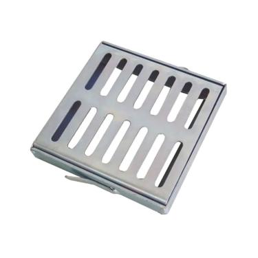 Imagem de Ralo Grelha com Caixilho Aço Galvanizado 2mm 15x15cm para Escoamento de Água em Pisos Prata Metasal