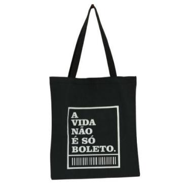 Imagem de Bolsa Ecobag 100% algodão Black Estampa NÃO É SÓ BOLETO - CARIOCA MAIS