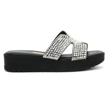 Imagem de Tamanco Vizzano Original Flat Papete Brilho Feminino 334, 37, Preto