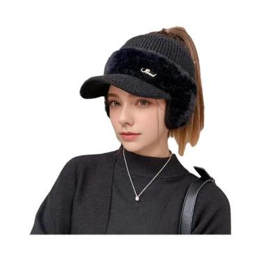 Imagem de Boné De Inverno Feminino Quente E Tricotado, À Prova De Vento, Para Es