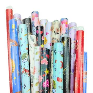 Imagem de Kit Papel de Presente em Rolo 70cm x 1metro Estampado Infantil Colorid