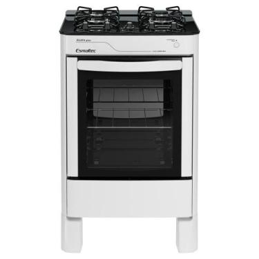 Imagem de Fogão Esmaltec Ágata Glass 4 Bocas Branco Forno Limpa Fácil e Acendime