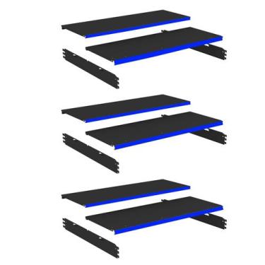 Imagem de Kit 3 Bandeja Gondola Rack FIT Preto 6X 30x90 CH22 Pe Azul - Amapá