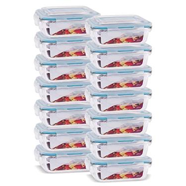 Imagem de KIT 14 Potes Vidro Herméticos Retangular 370ml Azul