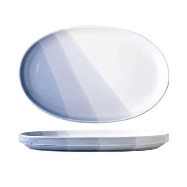 Imagem de Prato de jantar oval de cerâmica para macarrão, prato de jantar chinês criativo grande de 30 cm, pratos de jantar de porcelana de porcelana, micro-ondas, máquina de lavar louça/geladeira