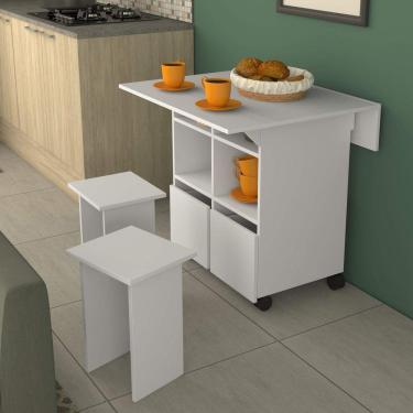 Imagem de Mesa Tampo Dobrável 4 Bancos Nova Mobile Branco