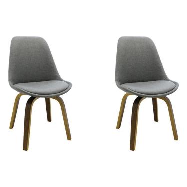 Imagem de Kit 2 Cadeiras Decorativas Sala e Escritório Linho Cinza