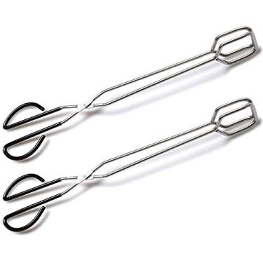 Imagem de Hiash Pinças de cozinha de aço inoxidável, tesouras, pinças de churrasco extralongas com alça confortável para servir grelhar - 40 cm, 2 peças