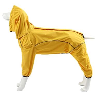 Imagem de Casaco de chuva para cães com capuz para animais de estimação impermeável jaqueta de chuva com zíper para cães poncho de chuva para animais de estimação capa de chuva para cães pequenos médios grandes, amarelo, 3GG (costas: 60)