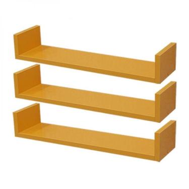 Imagem de Kit 3 Prateleiras U 100 X 20cm Amarela Suporte Invisível