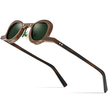 Imagem de Óculos de sol polarizados acetato masculino retrô vintage pequeno oval redondo para mulheres tons, verde marrom, tamanho único