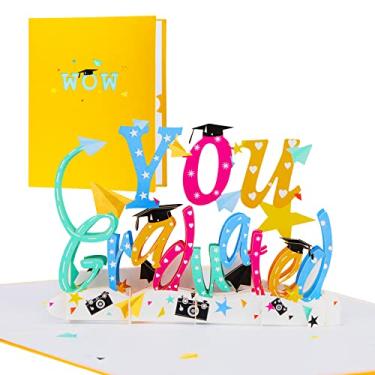 Imagem de WhatSign Cartões de formatura pop up presentes de formatura para ela 12,7 cm x 17,8 cm cartão pop up de formatura colegial faculdade jardim de infância cartão de presente de graduação com envelopes