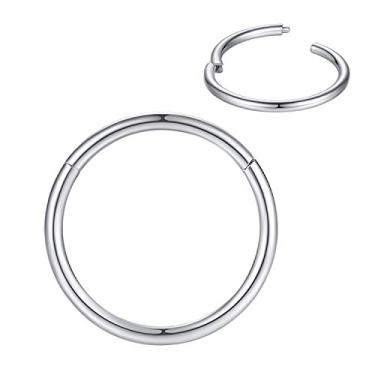 Imagem de Followmoon Piercing de nariz em aço cirúrgico 316L, argola para septo, argola articulada, segmento articulado, piercing labial, para cartilagem, helix, tragus, conch Rook 20g, 18g, 16g, 14g, 12g, 10g, 8g, diâmetro interno de 5 mm a 22 mm, não conhecido,