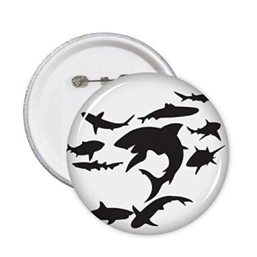 Imagem de Broche de biologia de tubarão preto oceano azul emblema de botão decoração 5 peças