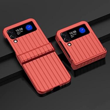 Imagem de Capa rígida de pintura metálica para samsung galaxy z flip 4 5g flip4 design de proteção de mala dobrável à prova de choque capa de moda, vermelho, para samsung z flip4