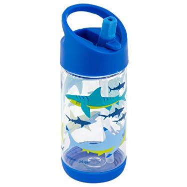Imagem de Stephen Joseph, Garrafa de água infantil flip top, Tritan de 293 ml, livre de BPA, garrafa de água para meninas e meninos, garrafa flip top de volta às aulas, tubarão