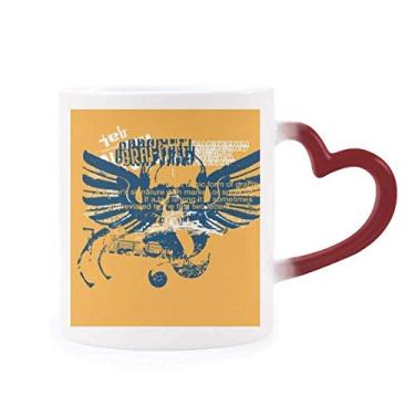 Imagem de Caneca de grés azul laranja caveira asas grafite sensível ao calor rua caneca vermelha muda de cor