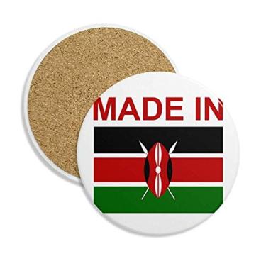 Imagem de Porta-copos de cerâmica Made In Kenya Country Love porta-copos com pedra absorvente para bebidas presente 2 peças