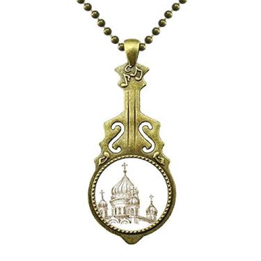 Imagem de DIYthinker Colar com desenho de marco de igreja e paisagem, joia antiga com pingente de música