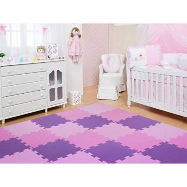 Imagem de Kit 10 Placas Tatame Tapete Eva Infantil 50x50x1cm Bebe Tons Rosa P/Menina