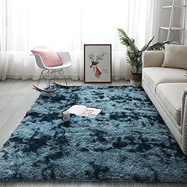 Imagem de jia cool Tapete de área original ultra macio, 160 x 230 cm, muitas cores, tapetes luxuosos, tapetes macios para uso interno lavável para quartos de crianças, decoração de casa de pelúcia para sala de estar, berçário, quarto, azul escuro